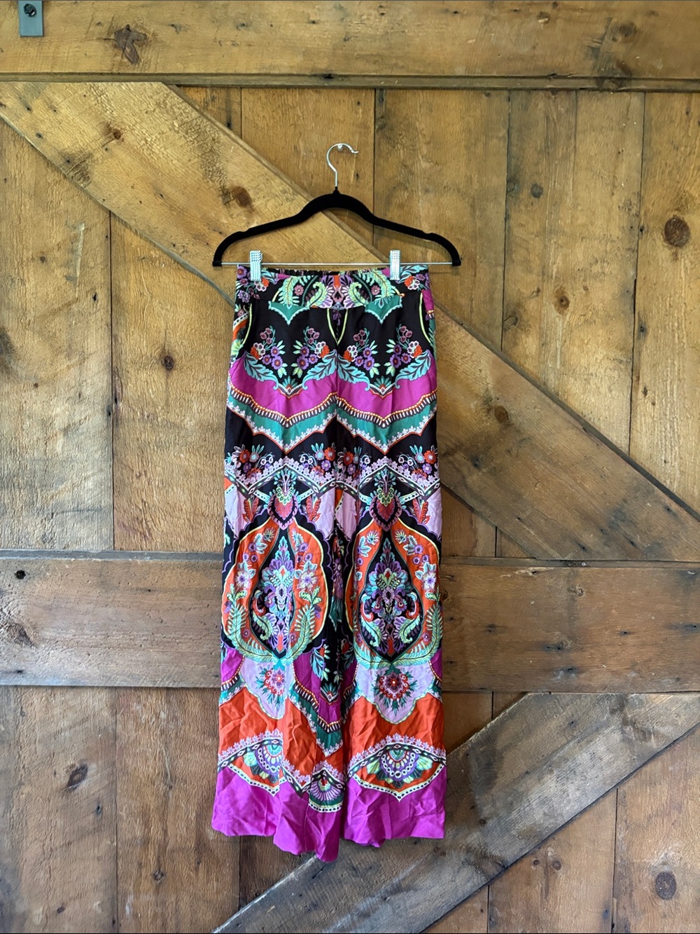 Rachel Zoe Multi-Color Wide Leg Printed Pants XS Boho Elastic Waist